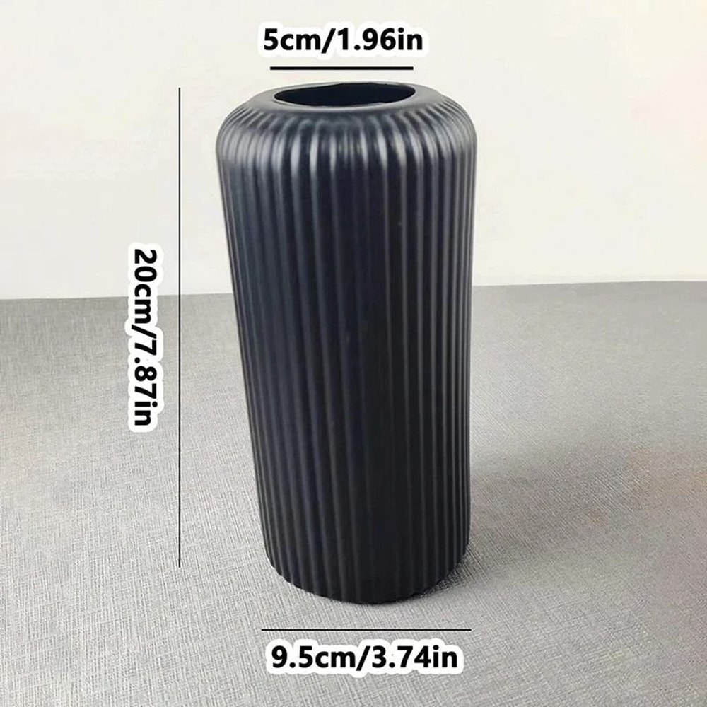 Modern Striped Ceramic Look Plastic Flower Vase Decorative Mini Floral Display 7