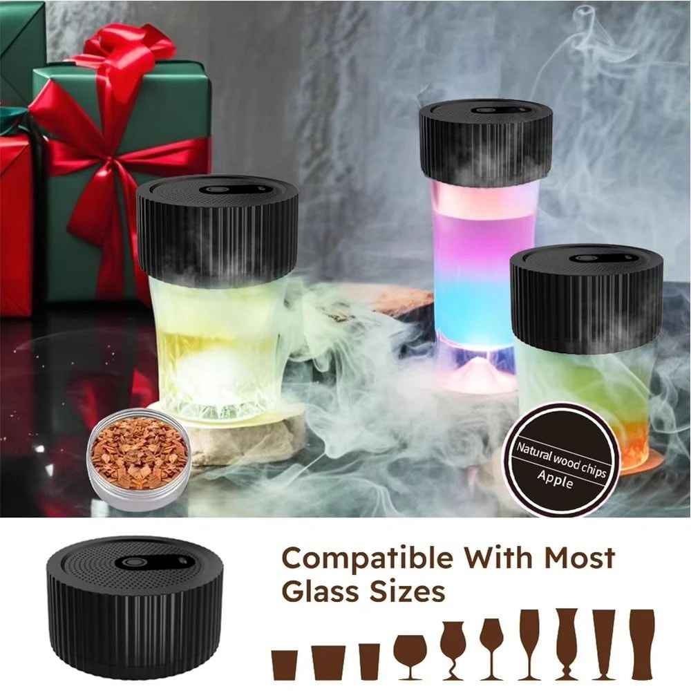 Electric Cocktail Smoker Kit Whiskey Smoke Infuser With 6 Wood Chips Rechargeable Gift Set 3