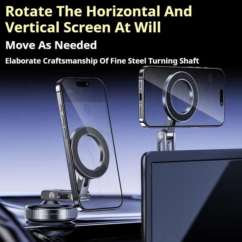 Magnetic Vacuum Phone Holder Rotating Folding Suction Stand Multi Use Mount 2