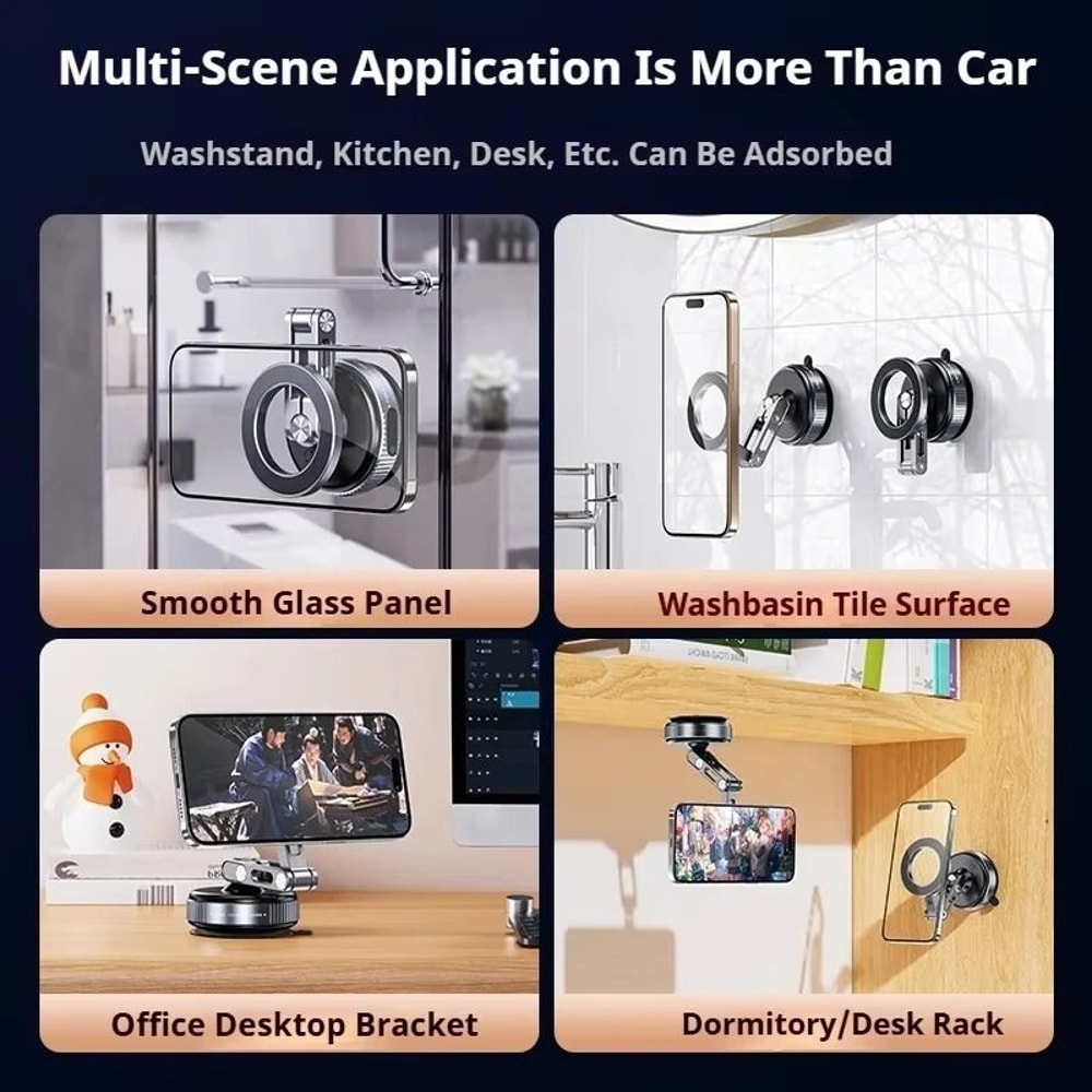 Magnetic Vacuum Phone Holder Rotating Folding Suction Stand Multi Use Mount 5