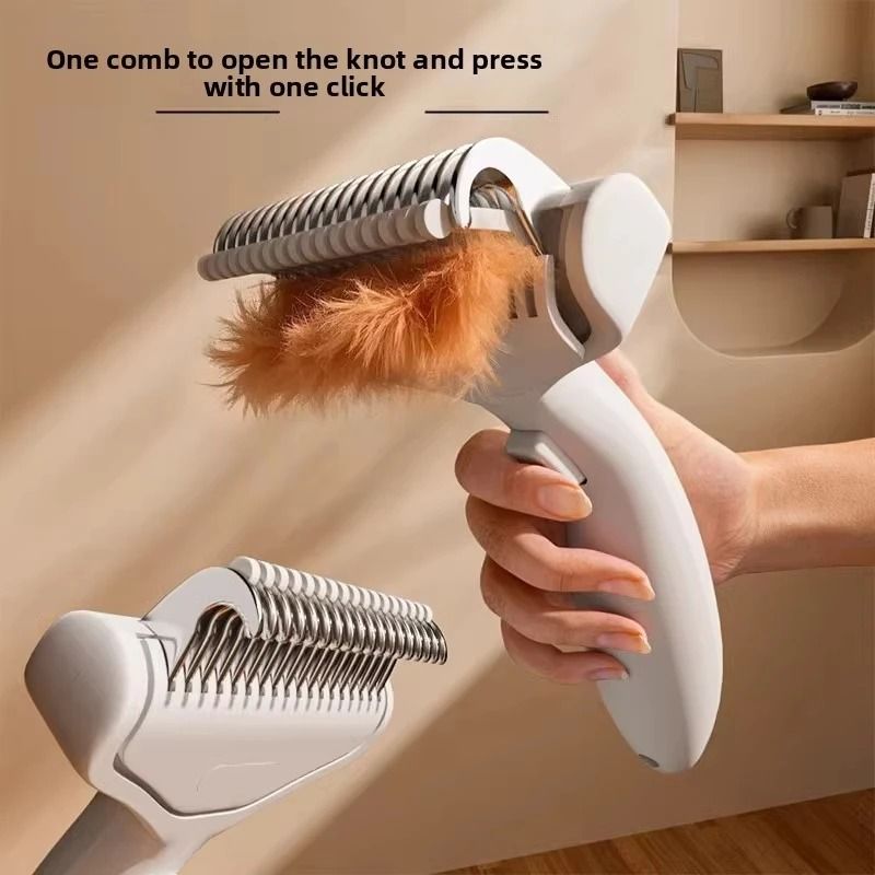 Stainless Steel Dog Dematting Comb Pet Grooming Hair Remover Brush 0