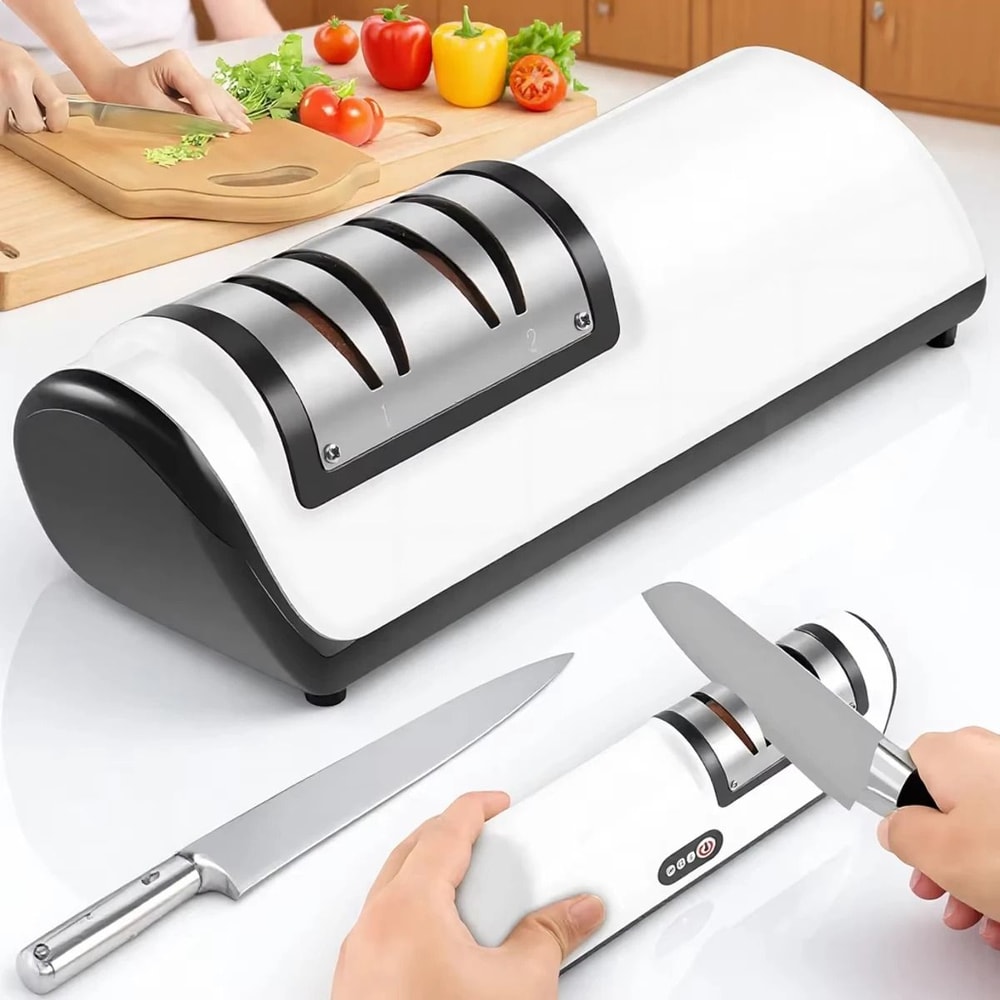 Rechargeable Electric Knife Sharpener Portable USB Quick Sharpening Tool With Non Slip Base 0