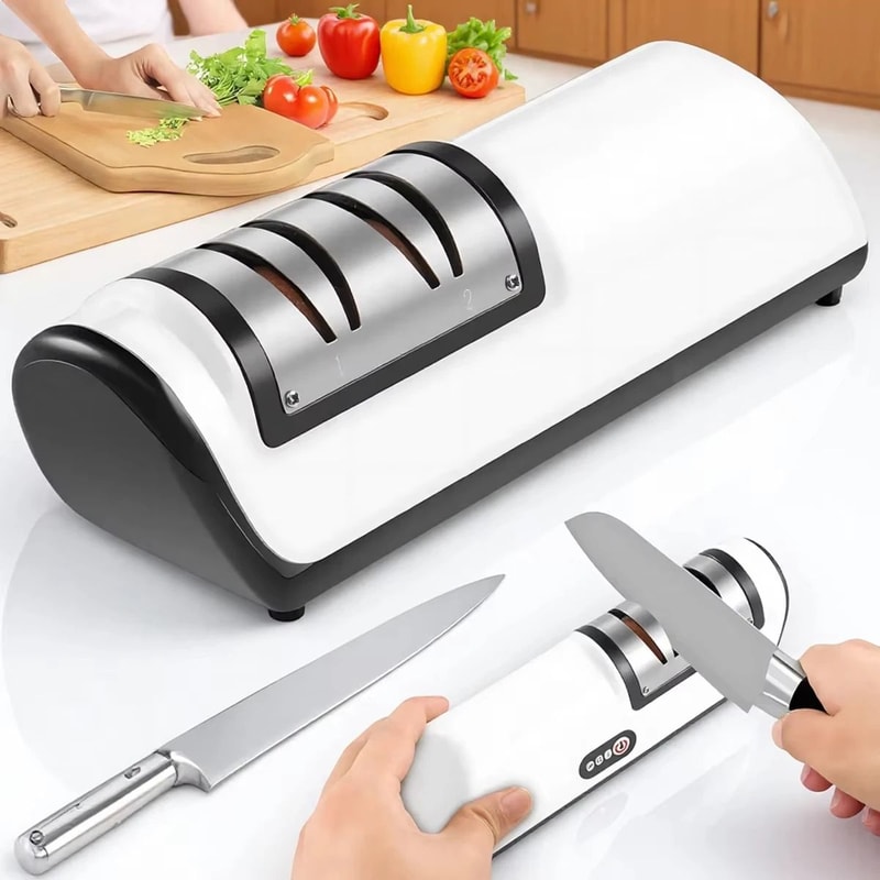 Rechargeable Electric Knife Sharpener Portable USB Quick Sharpening Tool With Non Slip Base 0
