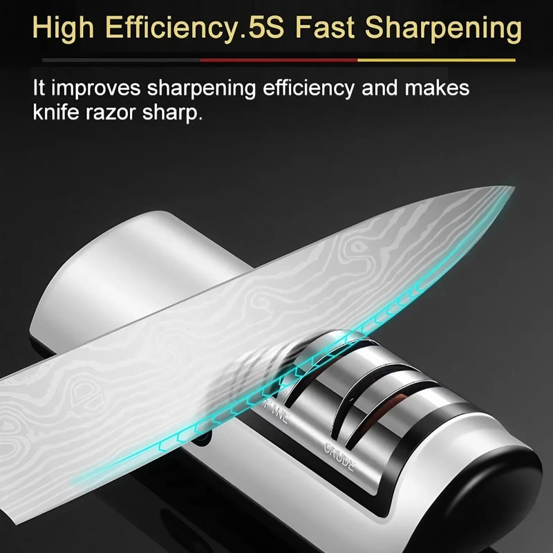 Rechargeable Electric Knife Sharpener Portable USB Quick Sharpening Tool With Non Slip Base 5