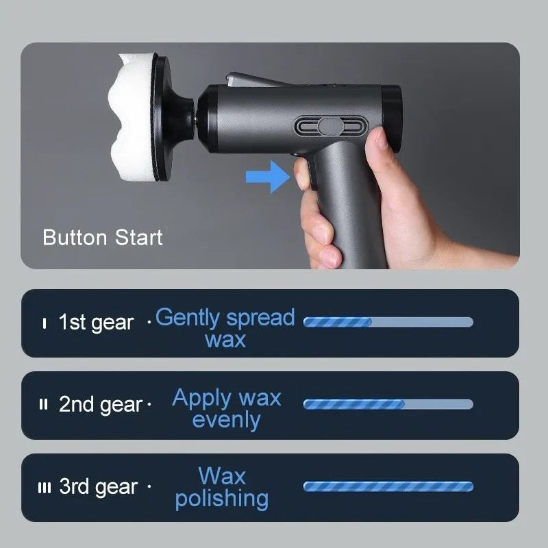 Wireless Handheld Car Polisher Rechargeable Buffer Waxing Machine Portable Detailing Tool 4
