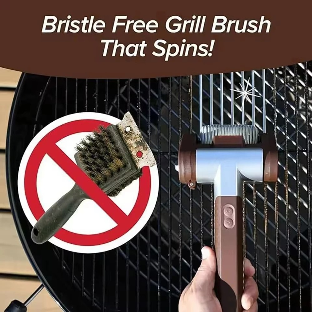 Cordless Electric Grill Brush 350RPM BBQ Cleaner With Replaceable Head 1