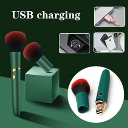 2-in-1 electric vibrating foundation brush soft fluffy rechargeable makeup tool