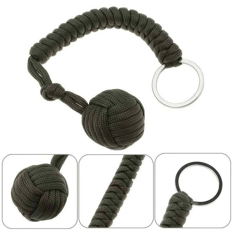 Tactical Paracord Self Defense Keychain With Steel Ball Monkey Fist 2