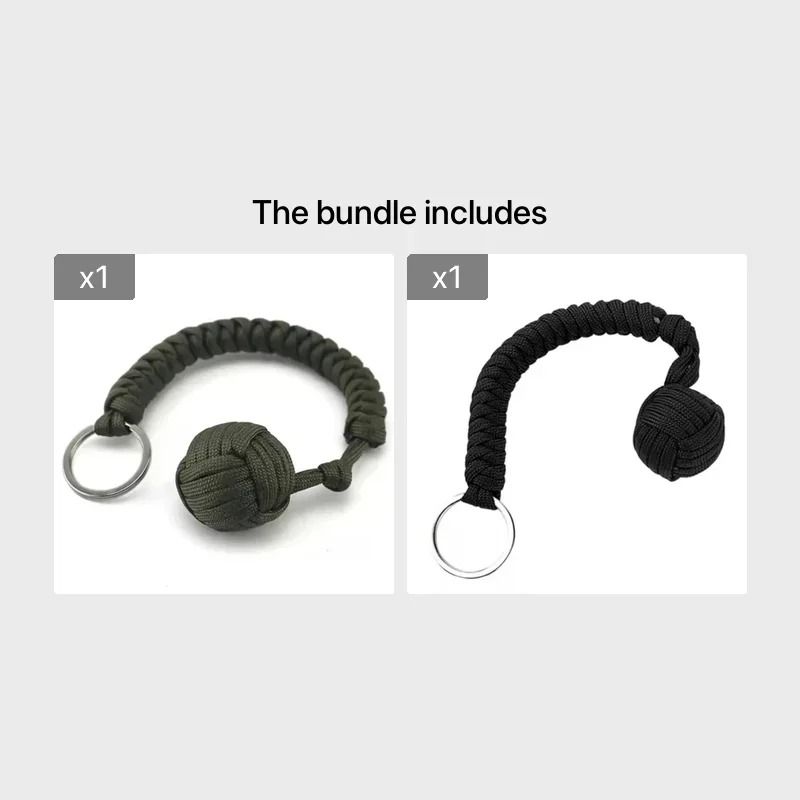 Tactical Paracord Self Defense Keychain With Steel Ball Monkey Fist 16
