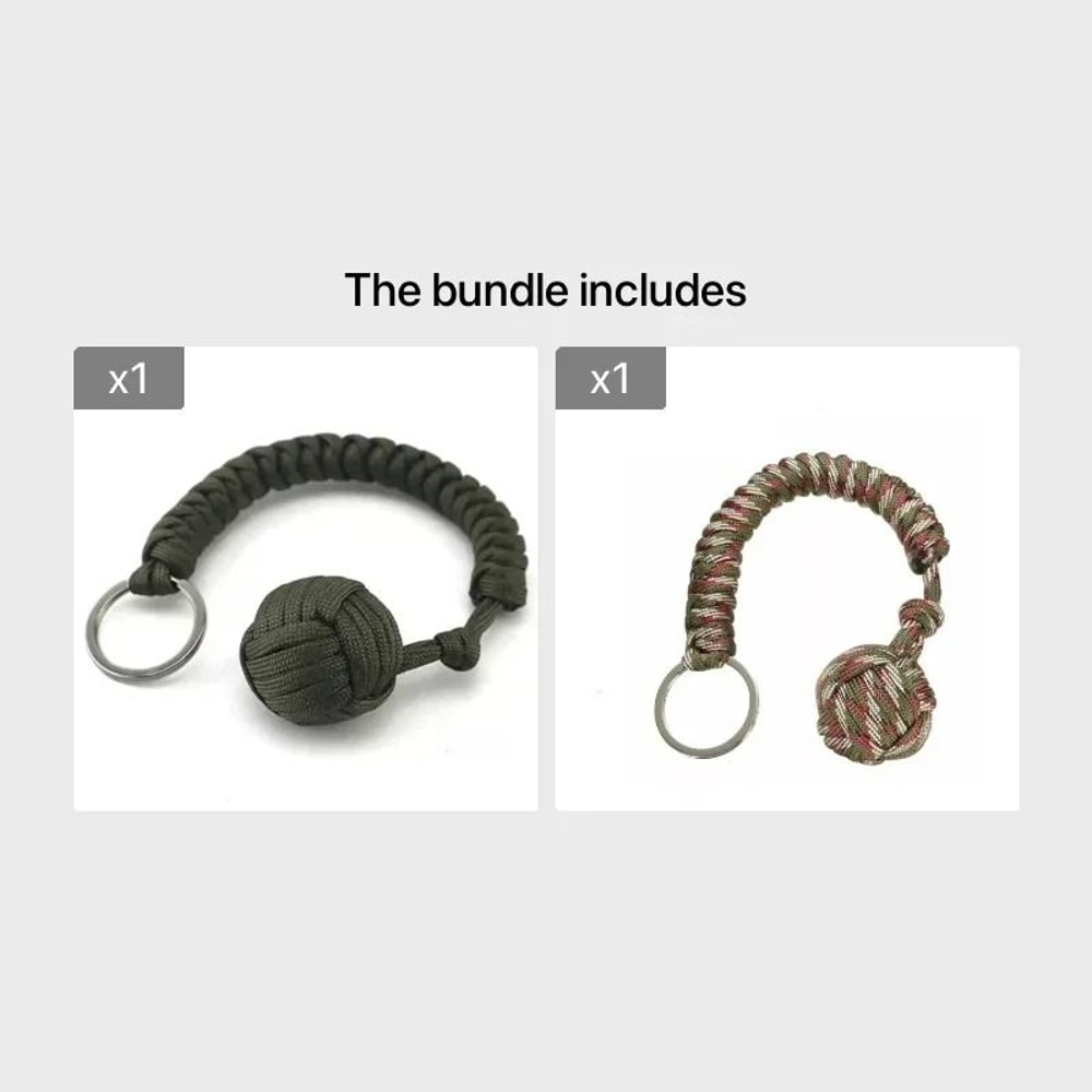 Black Tactical Monkey Fist Self Defense Keychain With Steel Core 18
