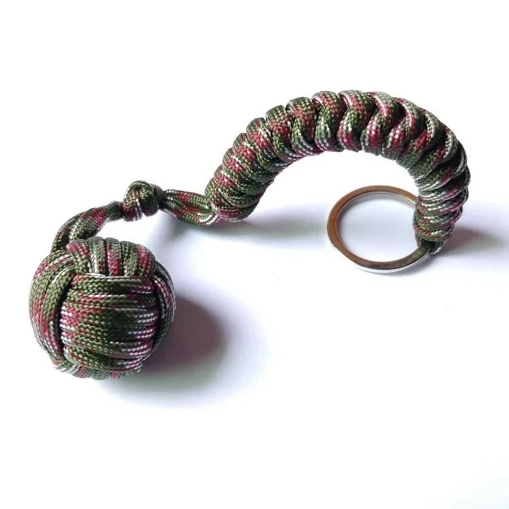 Black Tactical Monkey Fist Self Defense Keychain With Steel Core 7