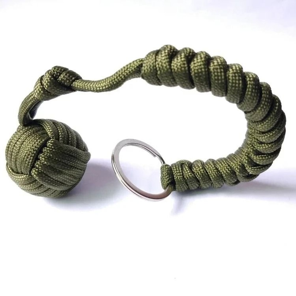 Black Tactical Monkey Fist Self Defense Keychain With Steel Core 8