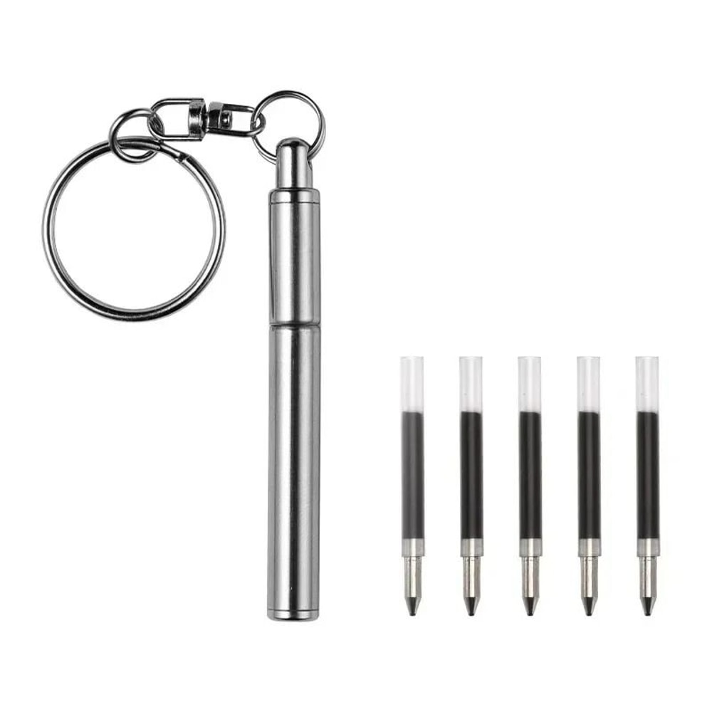 Mini Stainless Steel Telescopic Keychain Pen For Everyday Carry Writing 8