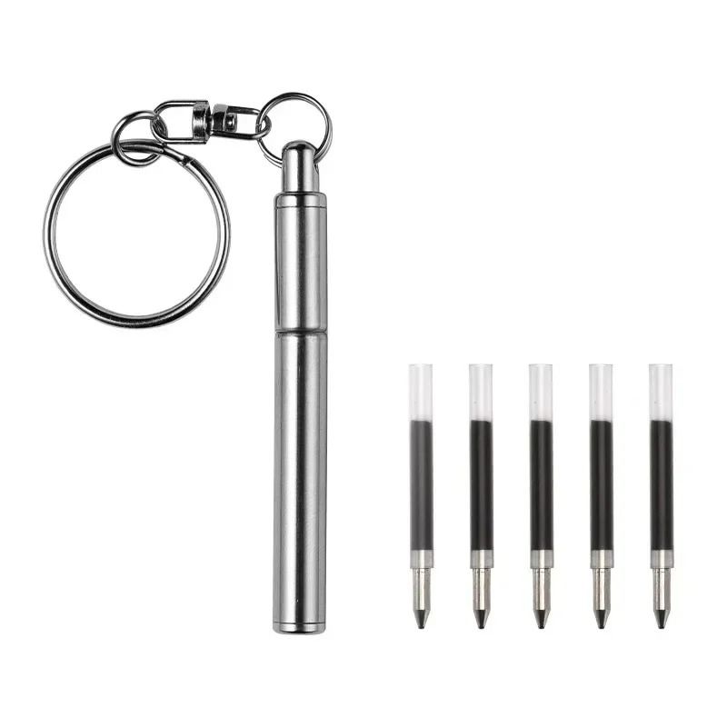 Mini Stainless Steel Telescopic Keychain Pen For Everyday Carry Writing 8