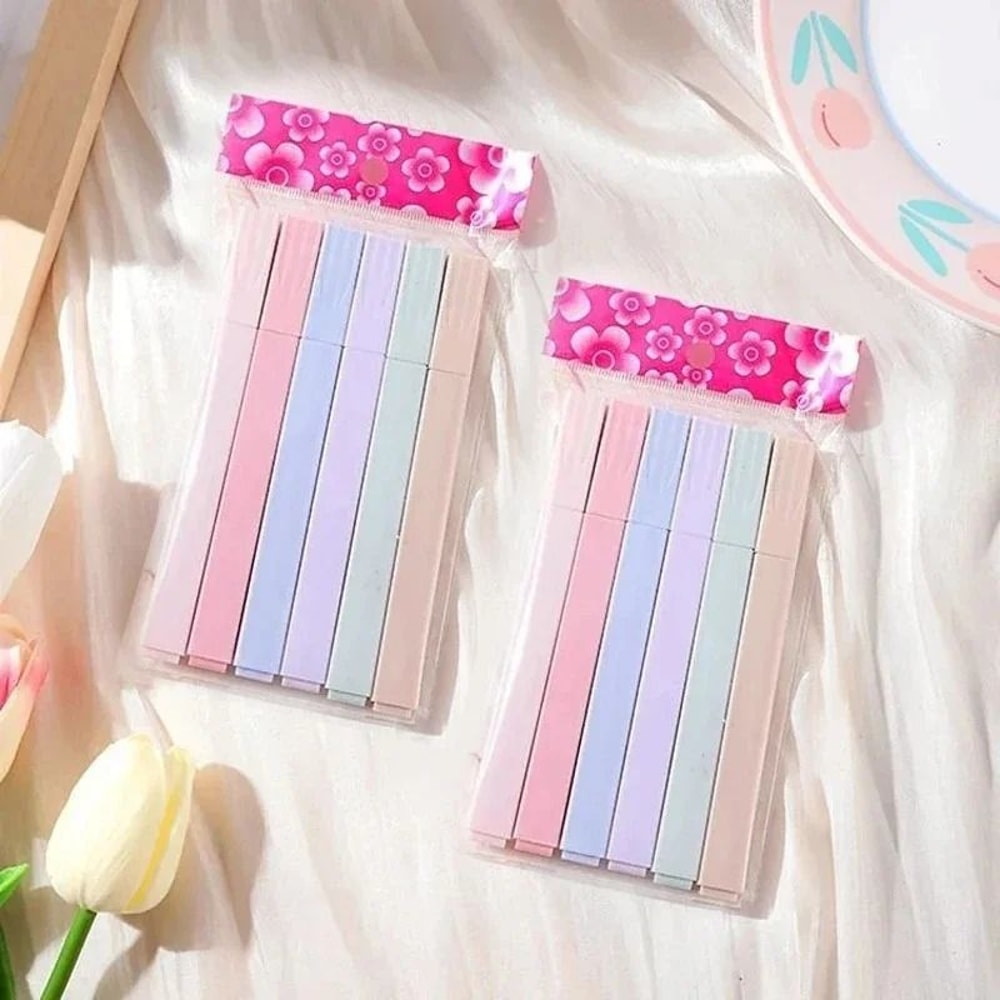 Kawaii Pastel Highlighter Set 6pcs Soft Color Study Markers For Notes And Journaling 10