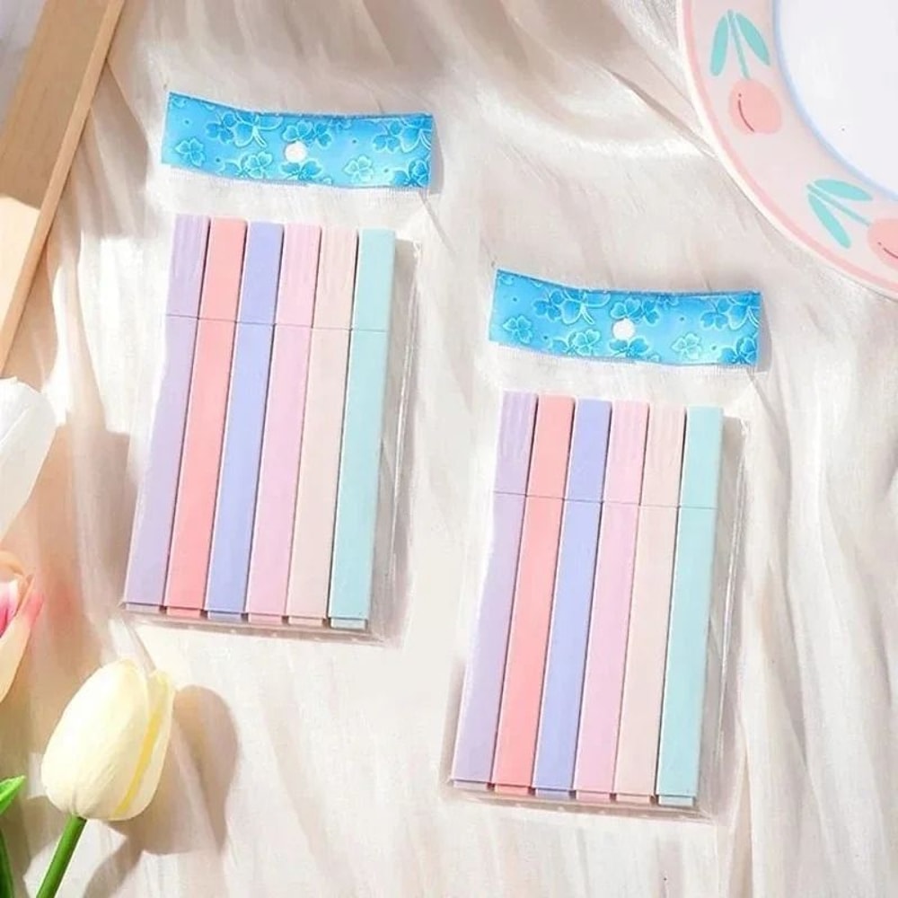 Kawaii Pastel Highlighter Set 6pcs Soft Color Study Markers For Notes And Journaling 11