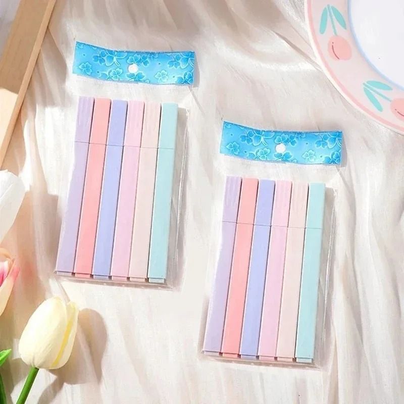 Kawaii Pastel Highlighter Set 6pcs Soft Color Study Markers For Notes And Journaling 11