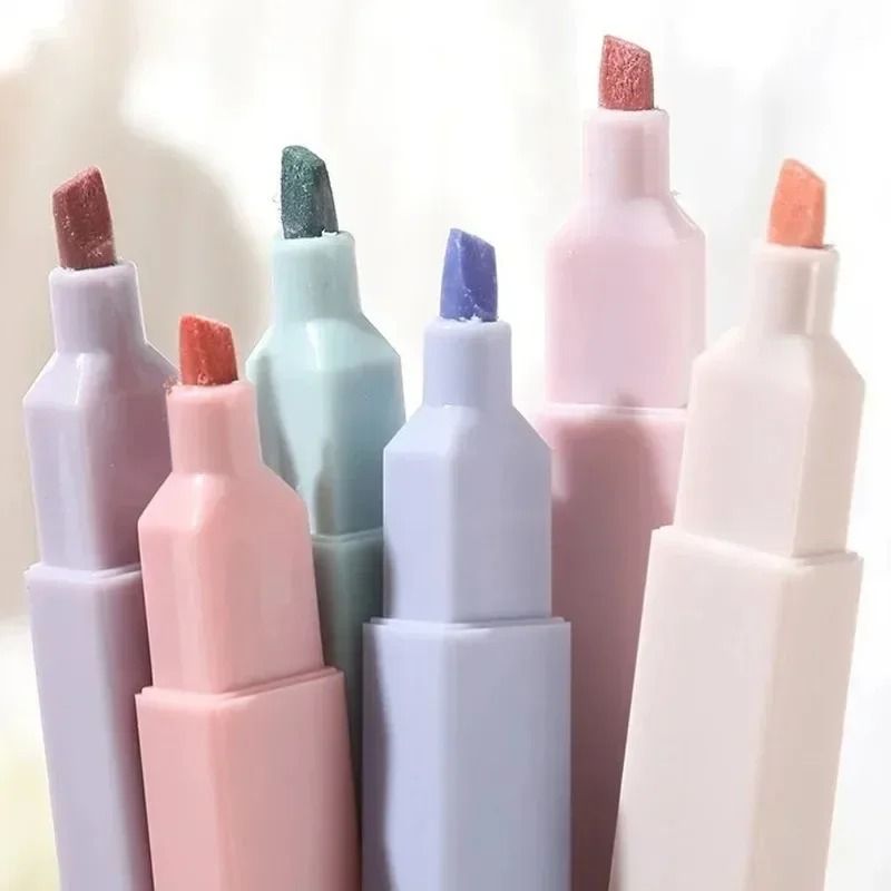 Kawaii Pastel Highlighter Set 6pcs Soft Color Study Markers For Notes And Journaling 1