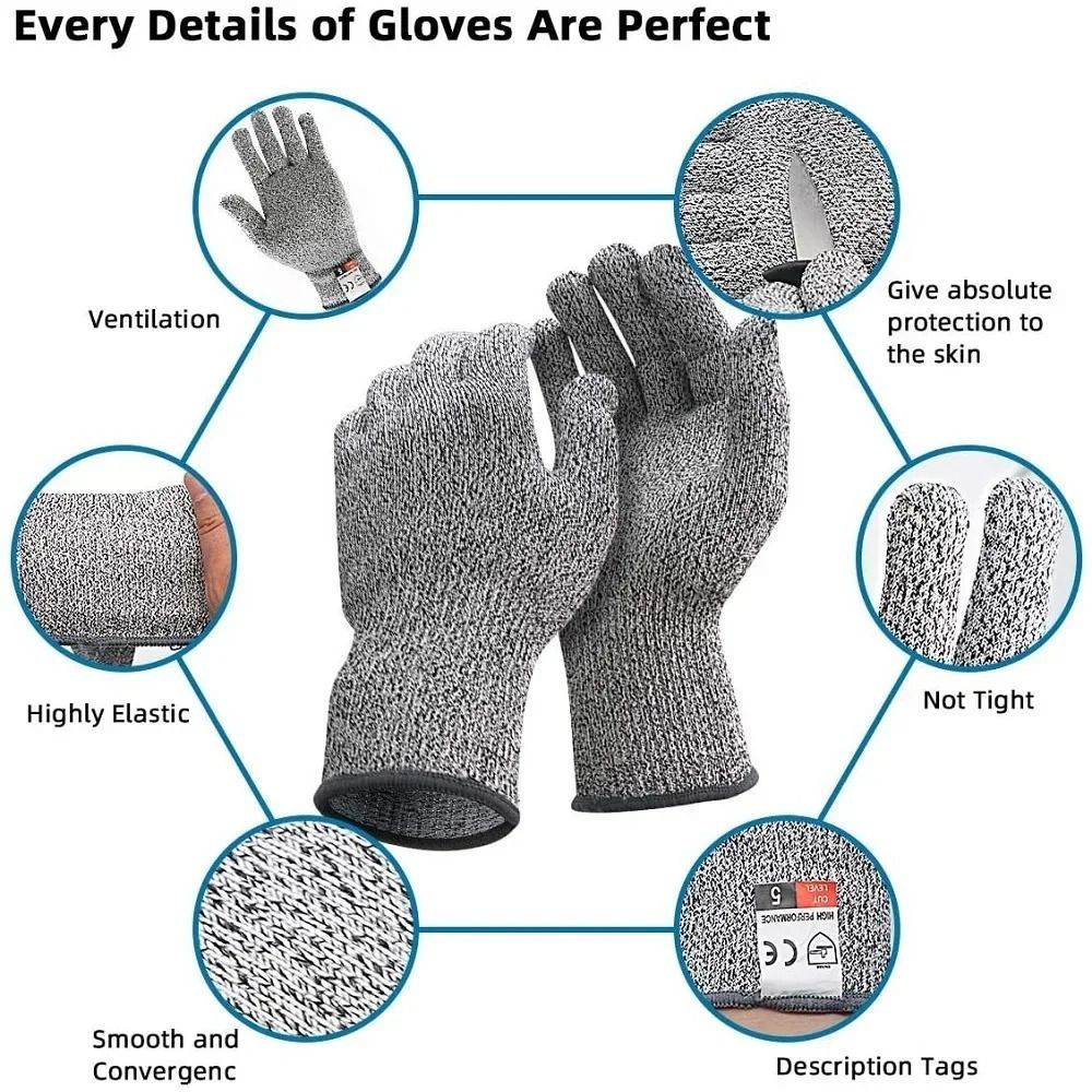Level 5 HPPE Cut Resistant Gloves For Kitchen Work And Outdoor Protection 3