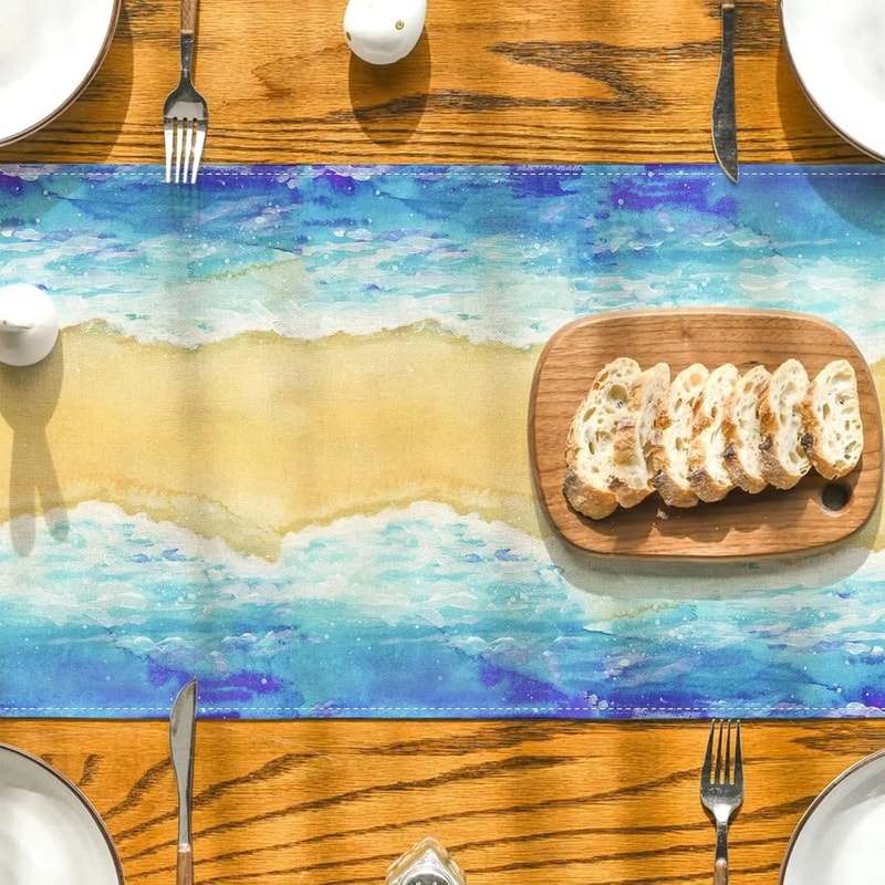 Pesach Red Sea Linen Table Runner Elegant Passover Dining Decor 3