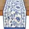 Blue Floral Linen Table Runner Farmhouse Style Dining Decor For Kitchen And Wedding Tables 0