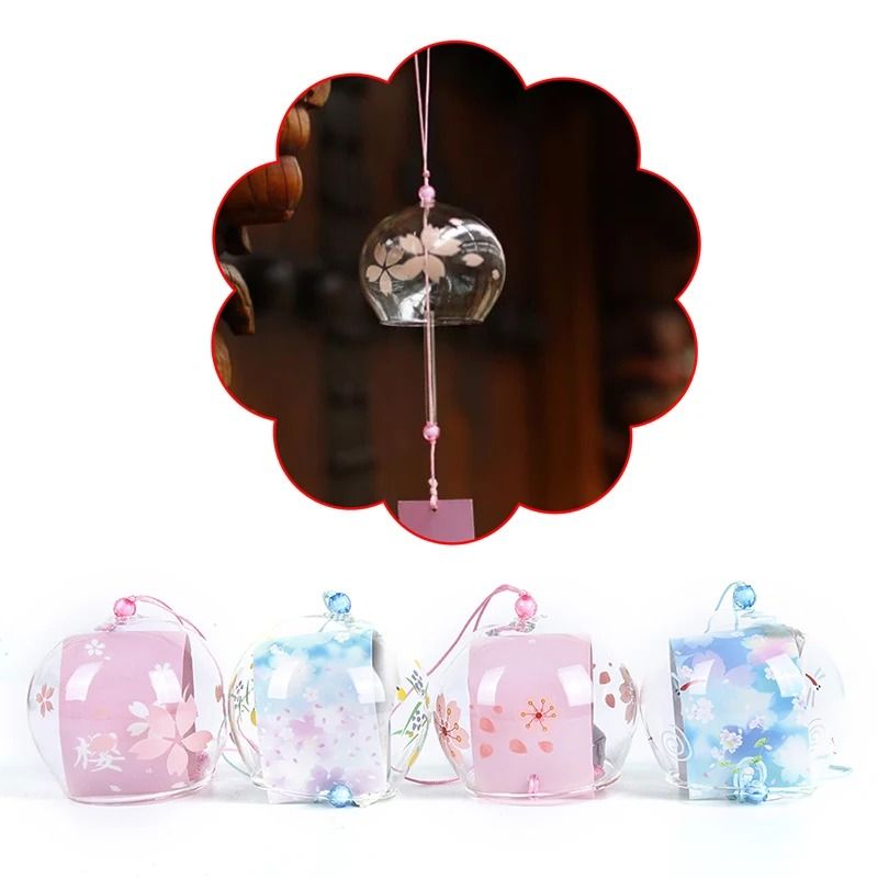 Sakura Glass Wind Chime Japanese Furin Hanging Bell For Home And Garden Decor 1
