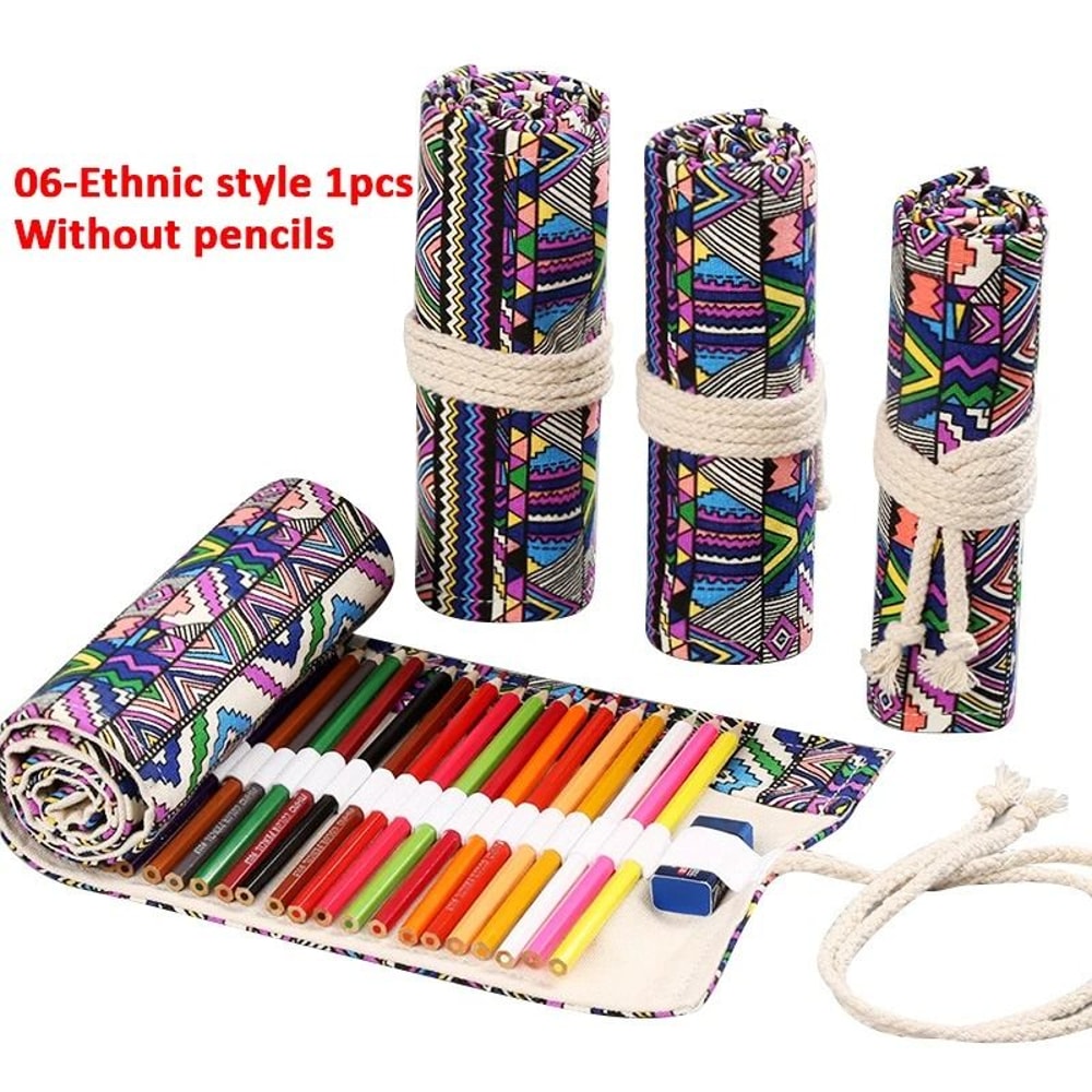 Canvas Roll Up Pencil Case With 12 Slots For Organized School And Art Supplies 11