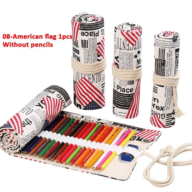 Canvas Roll Up Pencil Case With 12 Slots For Organized School And Art Supplies 13