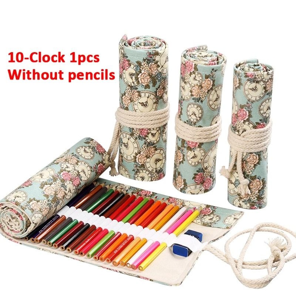 Canvas Roll Up Pencil Case With 12 Slots For Organized School And Art Supplies 15