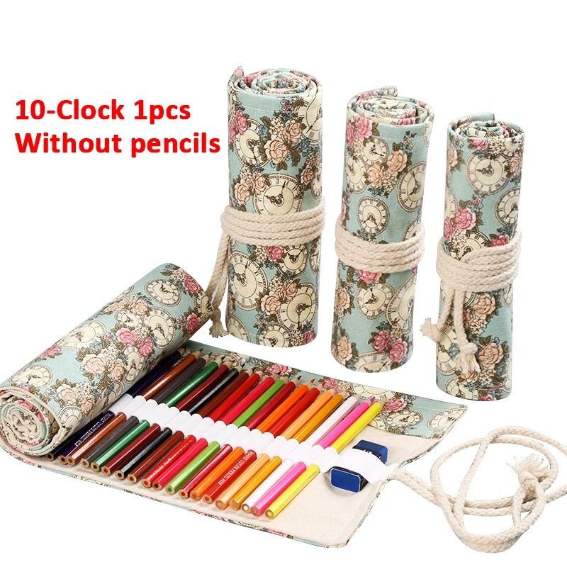 Canvas Roll Up Pencil Case With 12 Slots For Organized School And Art Supplies 15