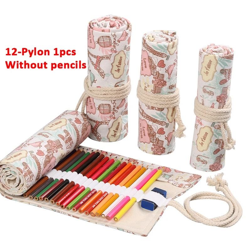 Canvas Roll Up Pencil Case With 12 Slots For Organized School And Art Supplies 17