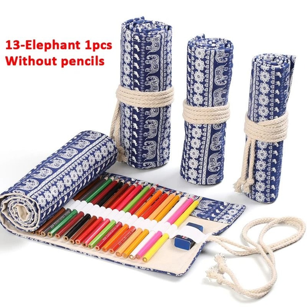 Canvas Roll Up Pencil Case With 12 Slots For Organized School And Art Supplies 18