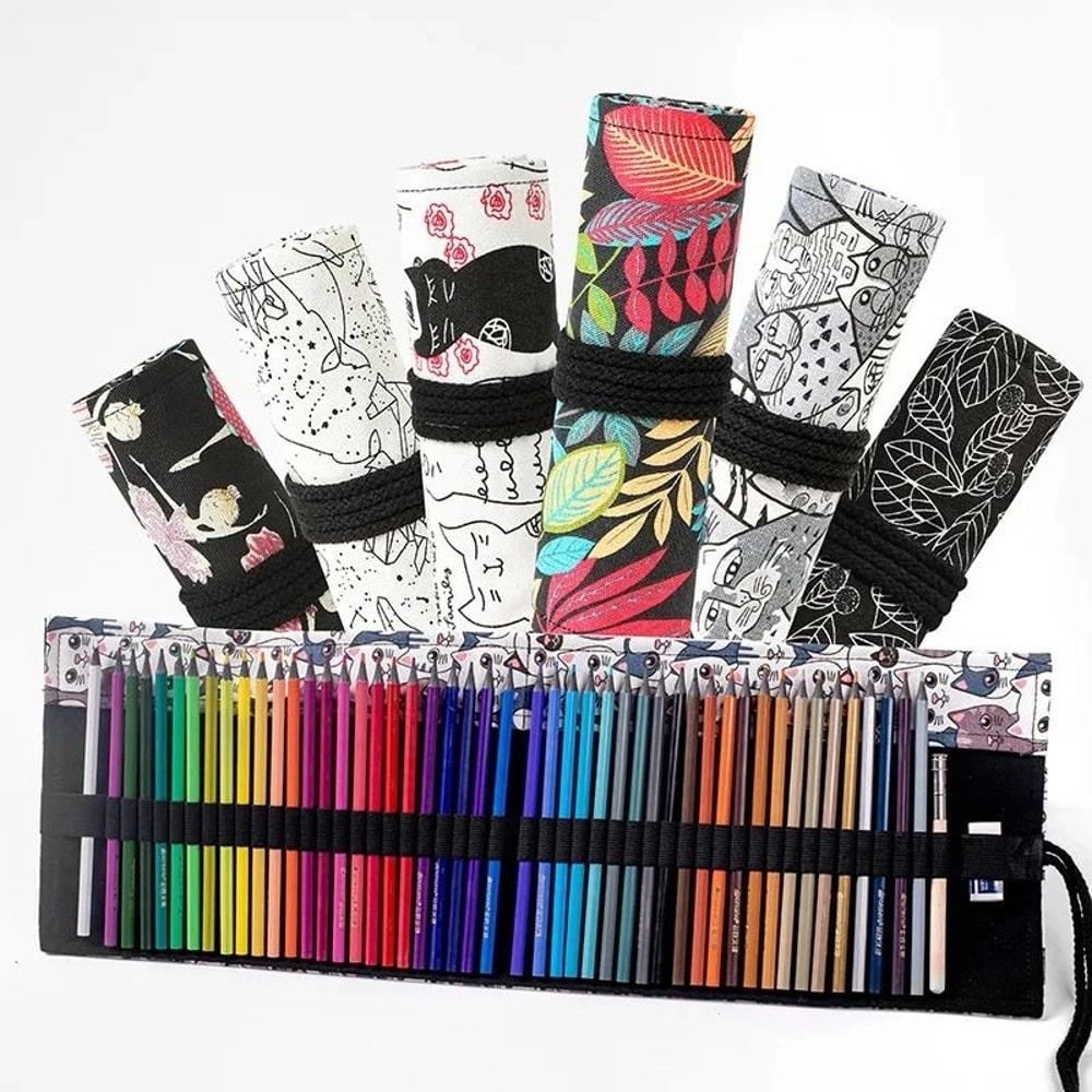 Canvas Roll Up Pencil Case With 12 Slots For Organized School And Art Supplies 3