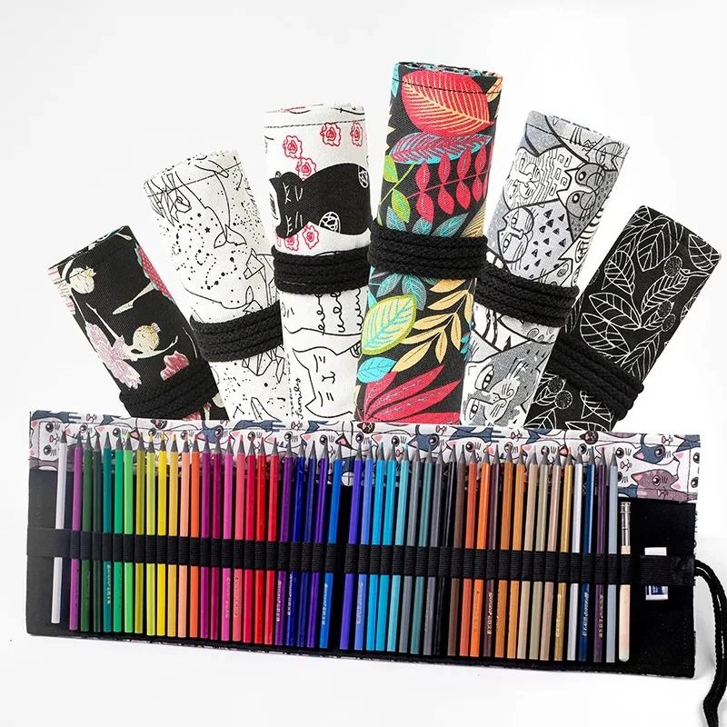 Canvas Roll Up Pencil Case With 12 Slots For Organized School And Art Supplies 3