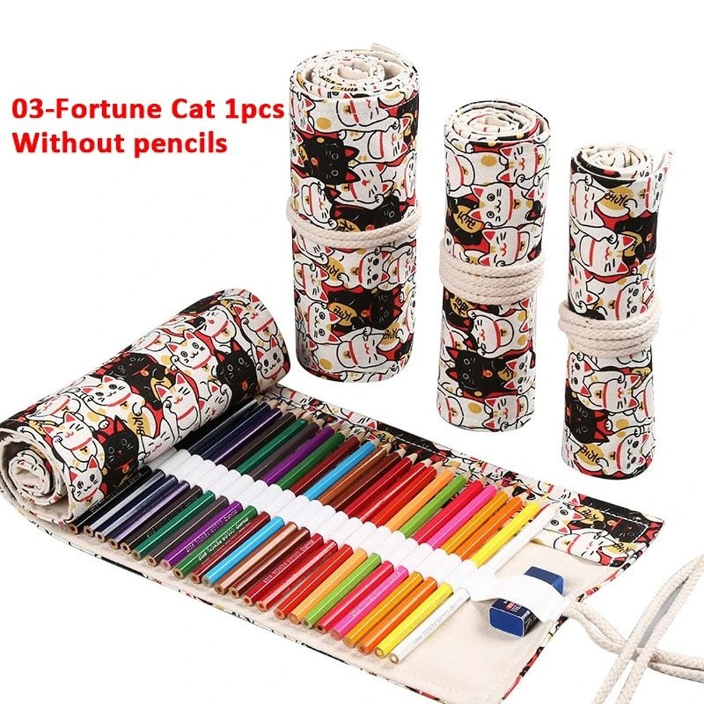 Canvas Roll Up Pencil Case With 12 Slots For Organized School And Art Supplies 8