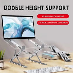 adjustable aluminum laptop stand with cooling lift and foldable portable design