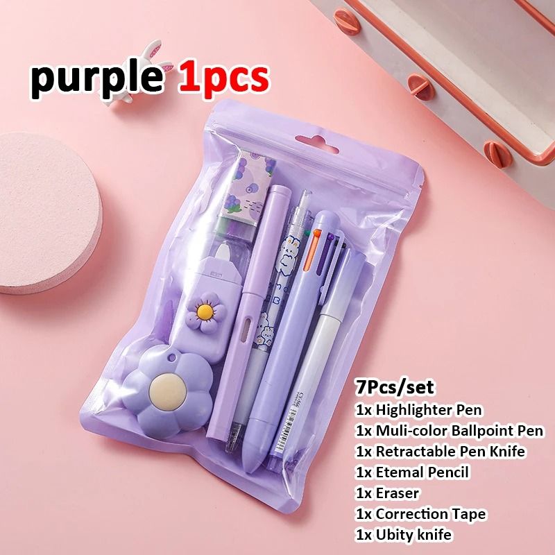7 In 1 Kids Stationery Set With Pencil Eraser Ruler And School Essentials 9