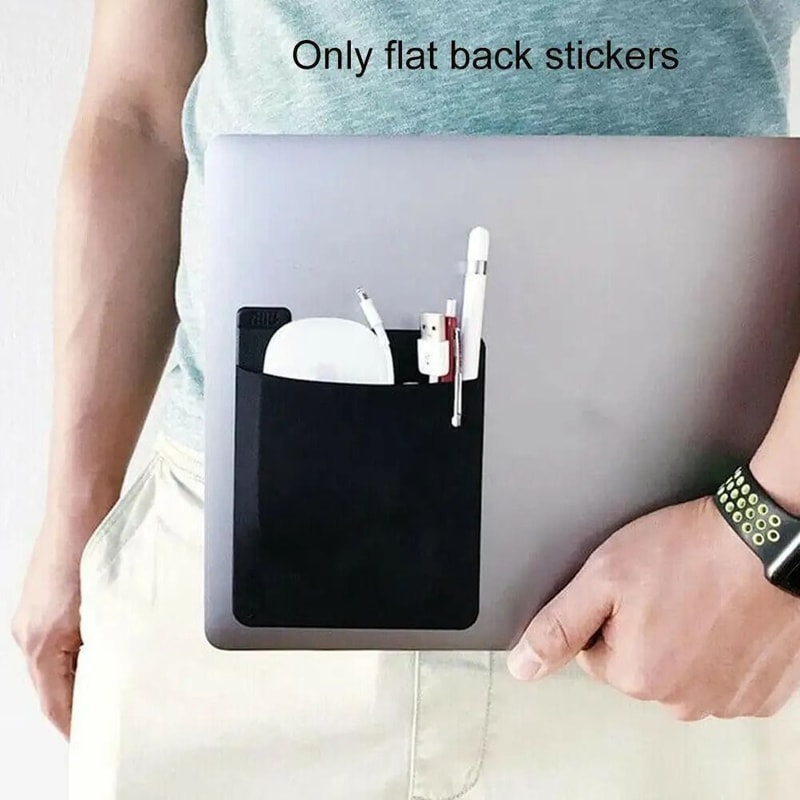 StickOn Laptop Pocket Organizer Adhesive Storage Sleeve For Mouse External Drives 2