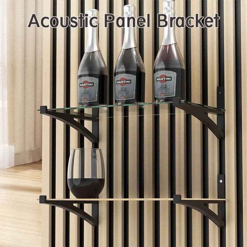 NoDrill Acoustic Panel Shelf Brackets For Studio Foam Boards 2Pack 0