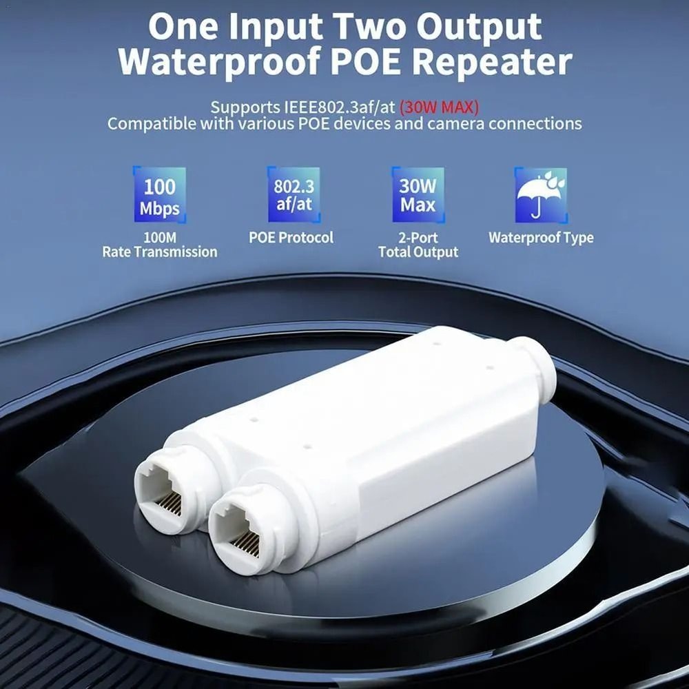 NetExtend IP66 Waterproof 2Port PoE Repeater 1to2 100Mbps Extender 0