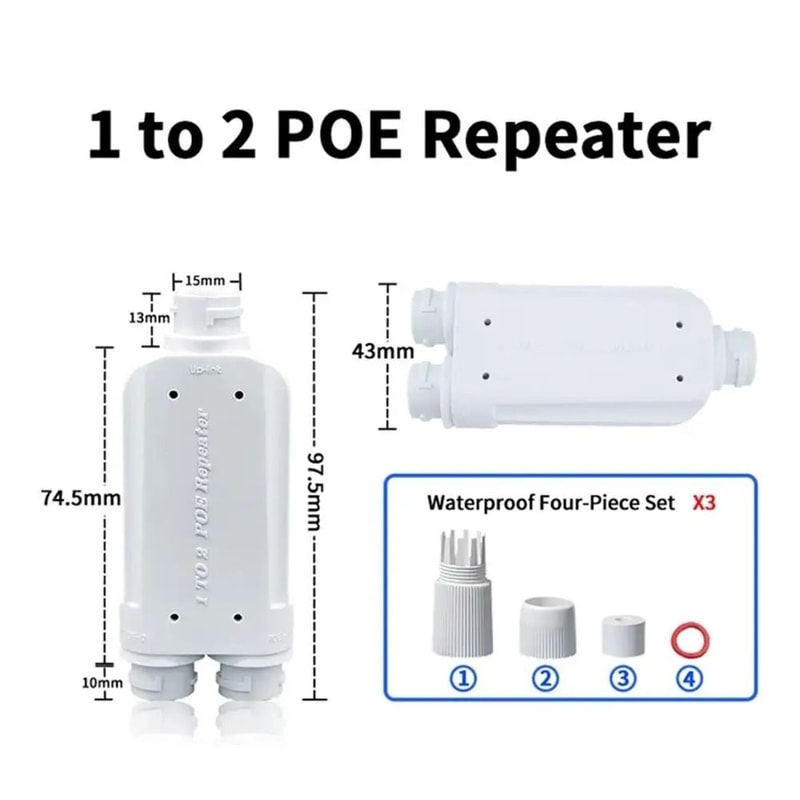 NetExtend IP66 Waterproof 2Port PoE Repeater 1to2 100Mbps Extender 5