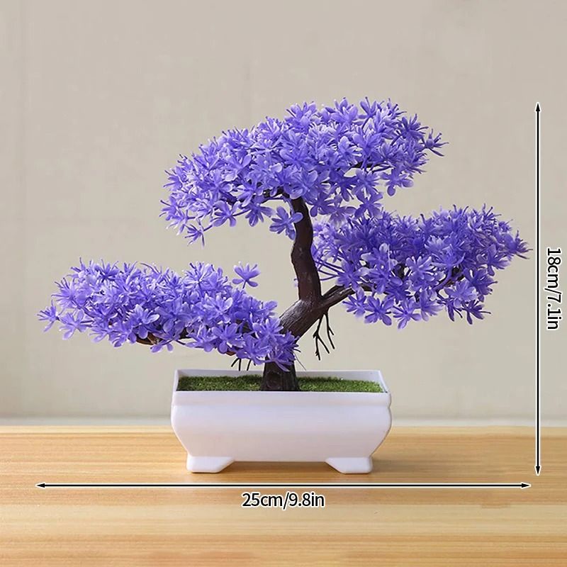 Mini Artificial Bonsai Desk Plant Realistic Plastic Potted Decor 9
