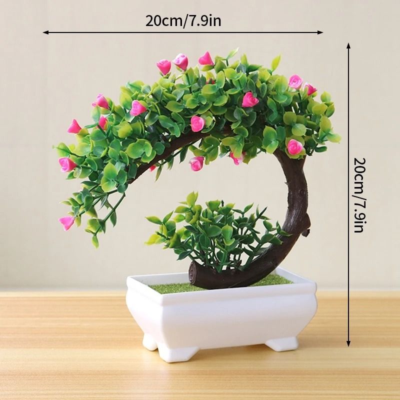 Mini Artificial Bonsai Desk Plant Realistic Plastic Potted Decor 11