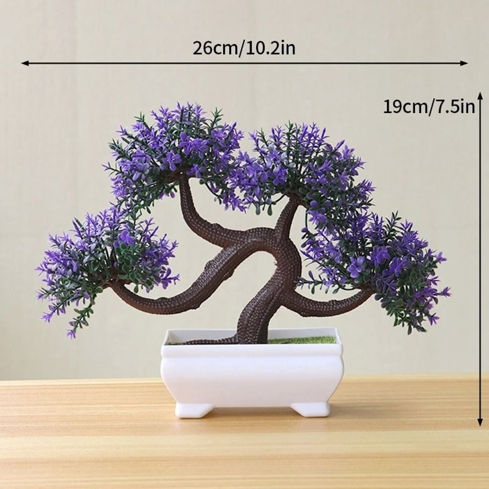 Mini Artificial Bonsai Desk Plant Realistic Plastic Potted Decor 19