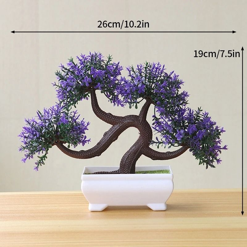 Mini Artificial Bonsai Desk Plant Realistic Plastic Potted Decor 19