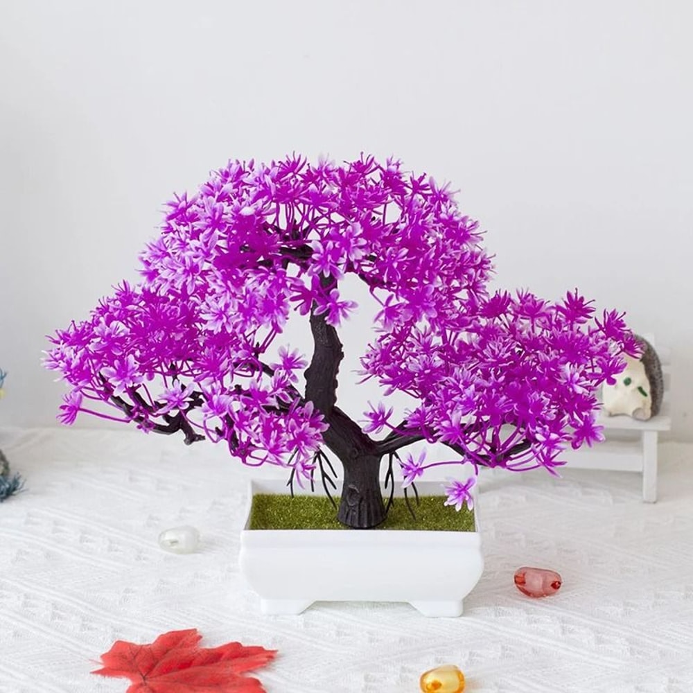 Mini Artificial Bonsai Desk Plant Realistic Plastic Potted Decor 3