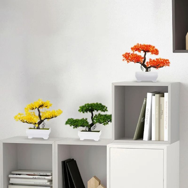 Mini Artificial Bonsai Desk Plant Realistic Plastic Potted Decor 5