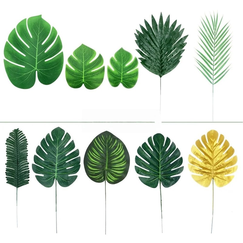 Tropical Palm Leaves Party Decor Set Artificial Jungle Safari Leaves With Stems 1