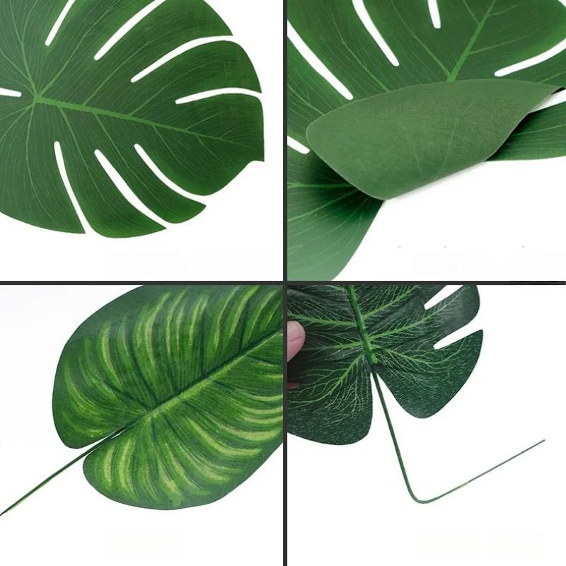 Tropical Palm Leaves Party Decor Set Artificial Jungle Safari Leaves With Stems 2
