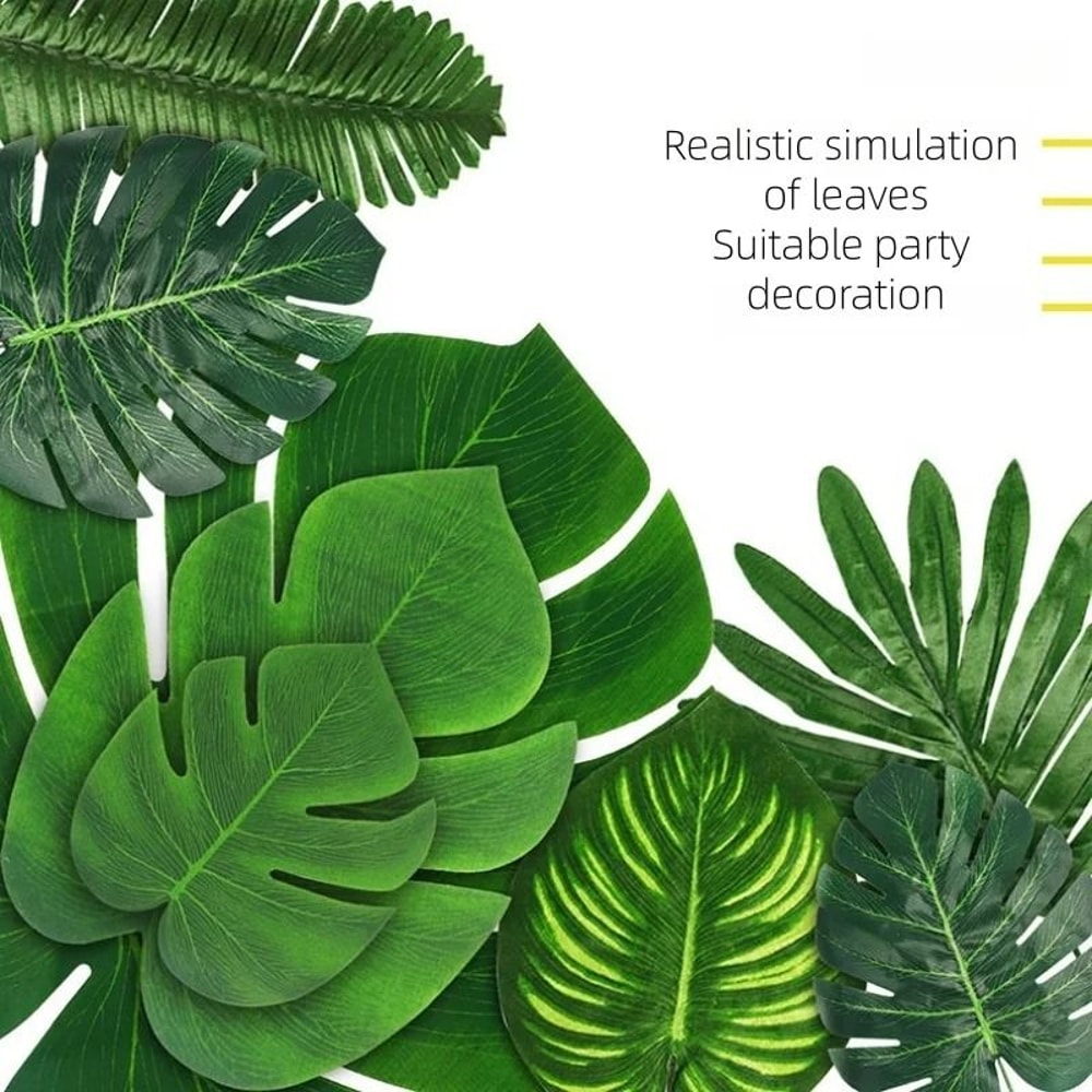 Tropical Palm Leaves Party Decor Set Artificial Jungle Safari Leaves With Stems 3